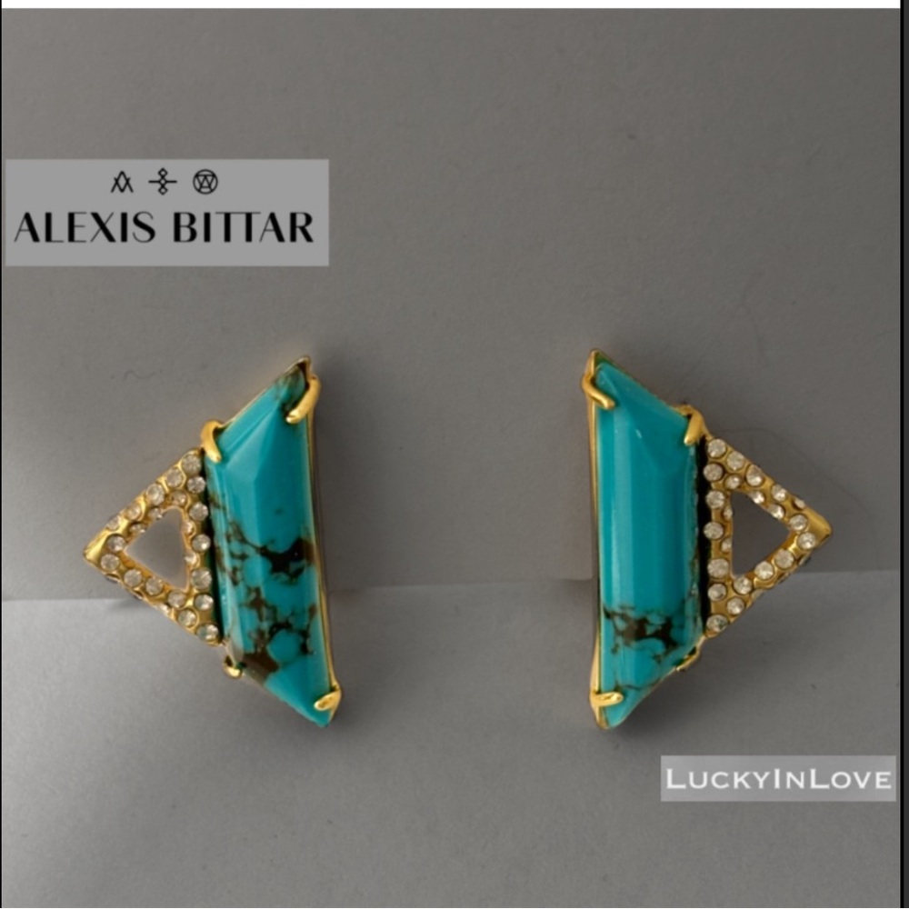 ALEXIS BITTAR • Turquoise Triangular Huggie Earrings